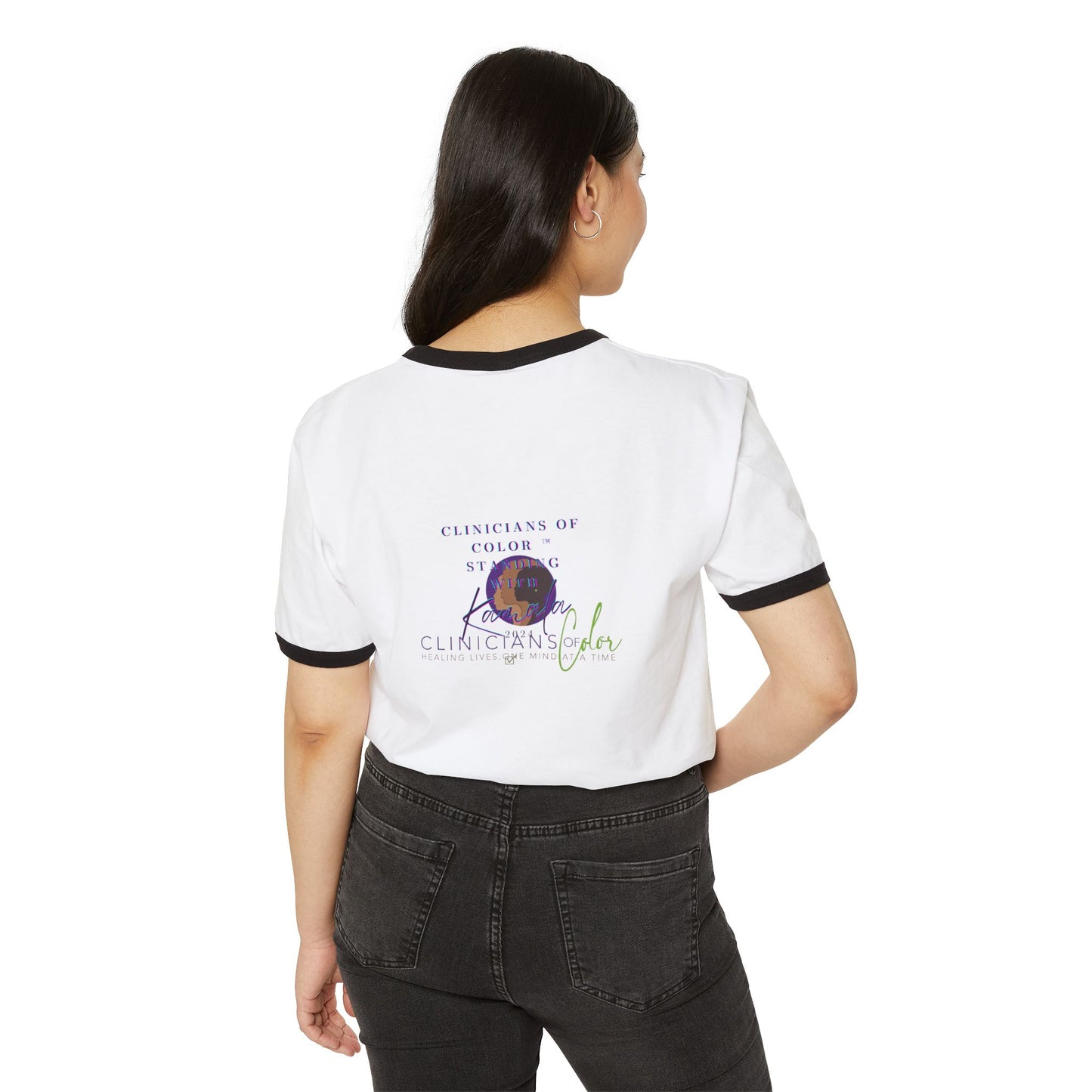 Clinicians of Color Stand with Kamala 2024 Unisex Cotton Ringer T-Shirt