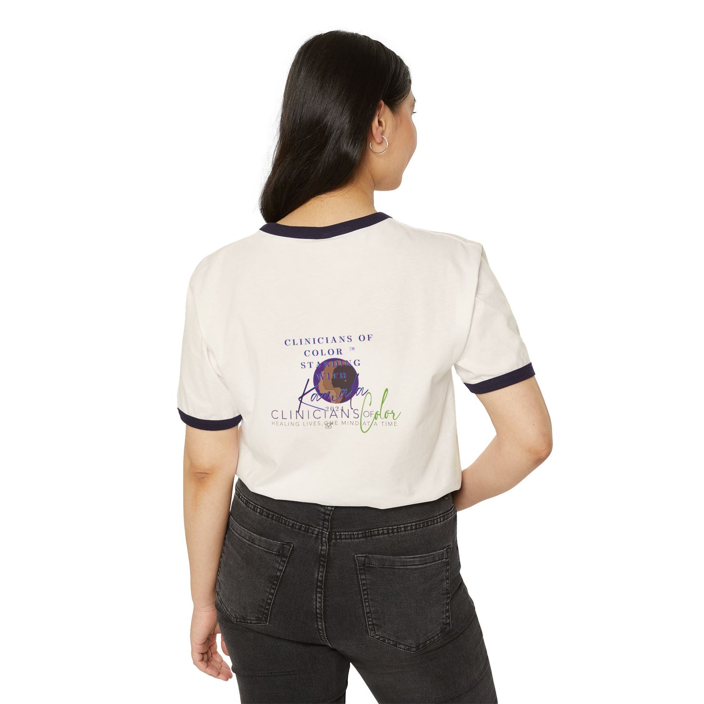 Clinicians of Color Stand with Kamala 2024 Unisex Cotton Ringer T-Shirt